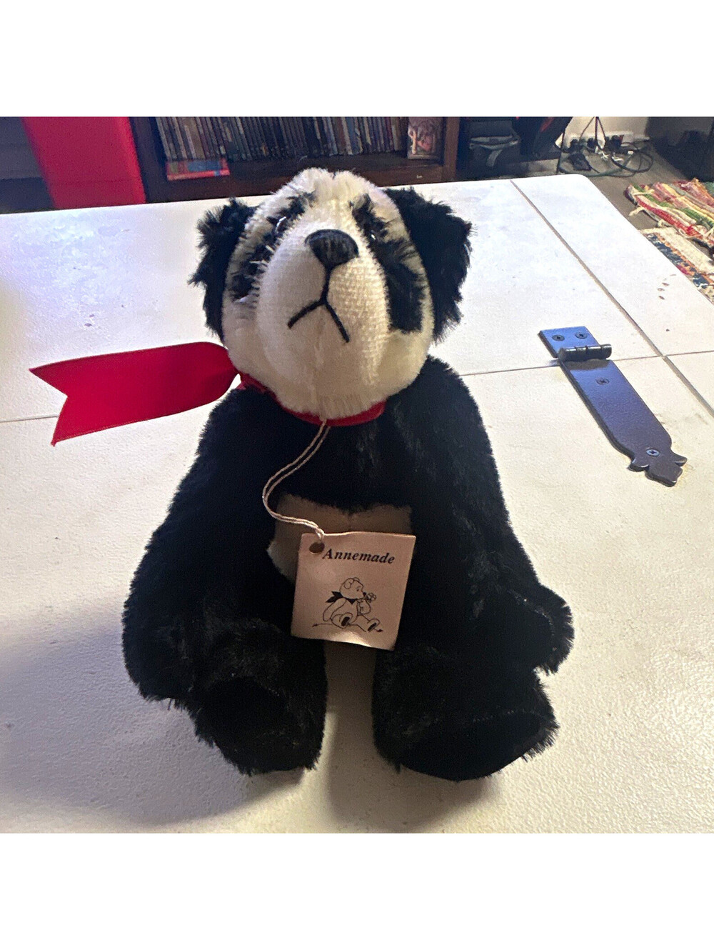 Annemae Black & White Bear Plush Stuffed Animal Small hug rare